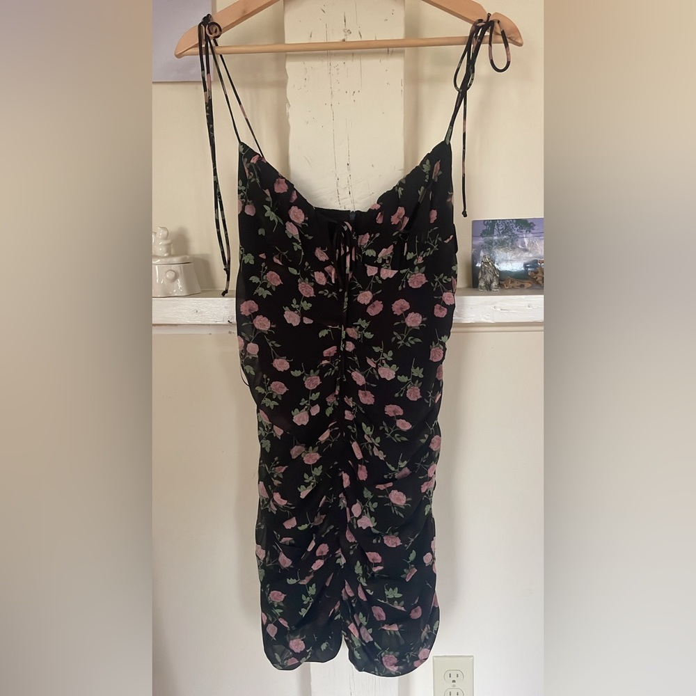 Black floral mini dress